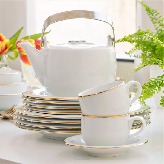 zestaw kawowy porcelana ze złotem
