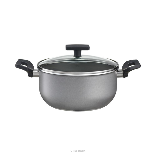 Garnek aluminiowy z powłoką nieprzywierającą i szklaną pokrywką