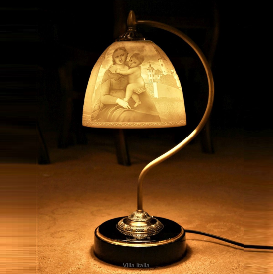 lampa z kloszem porcelanowym madonna z dzieciątkiem