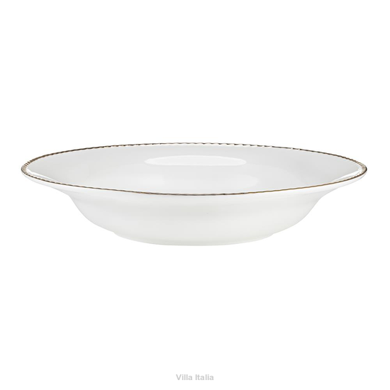 Talerz głęboki z porcelany kostnej ze złotą obwódką