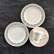 Talerzyk deserowy porcelanowy ażurowy 19 cm CLARA Gold Ivory 4