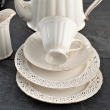 Talerzyk deserowy porcelanowy ażurowy 19 cm CLARA Gold Ivory 7