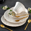 Talerzyk deserowy porcelanowy ażurowy 19 cm CLARA Gold Ivory 2
