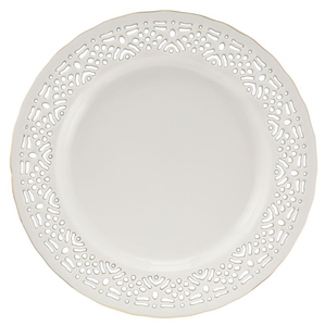 Talerzyk deserowy porcelanowy ażurowy 19 cm CLARA Gold Ivory