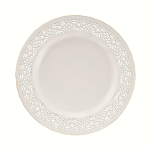 Talerzyk deserowy porcelanowy ażurowy 19 cm CLARA Gold Ivory