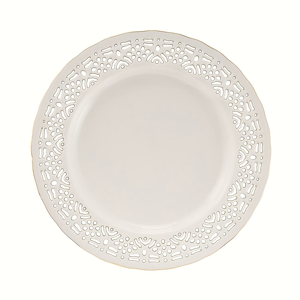 Talerzyk deserowy porcelanowy ażurowy 19 cm CLARA Gold Ivory