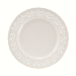 Talerzyk deserowy porcelanowy ażurowy 19 cm CLARA Gold Ivory