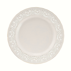 Talerzyk deserowy porcelanowy ażurowy 19 cm CLARA Gold Ivory