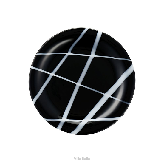 Talerzyk deserowy ze szkła topionego czarno biały 20 cm NEBBIA