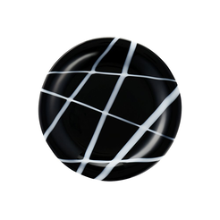 Talerzyk deserowy ze szkła topionego czarno biały 20 cm NEBBIA