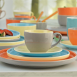 Serwis kawowy porcelanowy na 6 osób BORNEO yellow-blue-grey 4