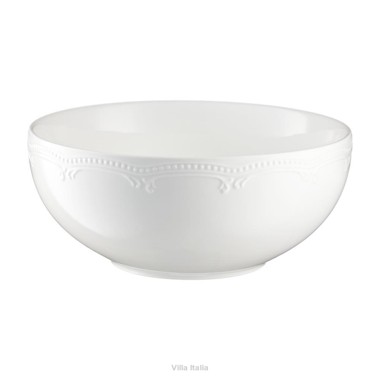 Biała salaterka z porcelany wzmocnionej, zdobiona reliefem