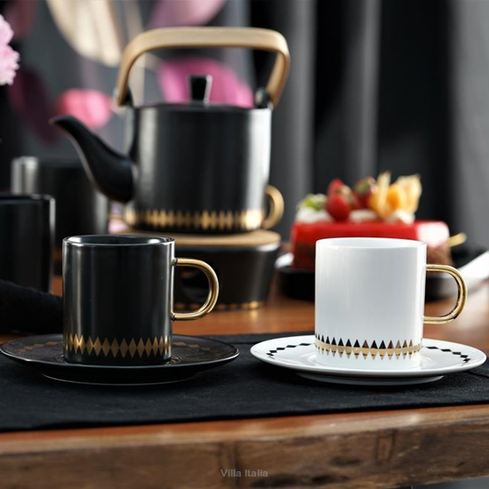 Serwis kawowy porcelanowy na 6 osób GAJA Black & White