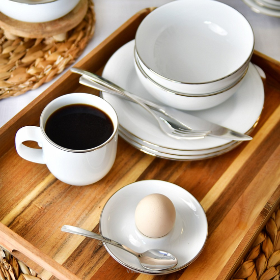 Zestaw śniadaniowy dla 2 osób porcelanowy PLUS PLATIN