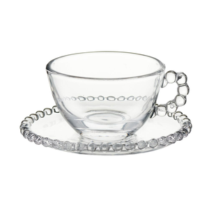 Filiżanka do herbaty szklana 200 ml ze spodkiem CARSO