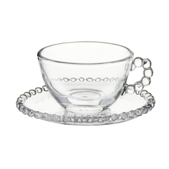 Filiżanka do herbaty szklana 200 ml ze spodkiem CARSO