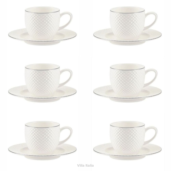 Zestaw filiżanek do espresso porcelanowych 100 ml BARI PLATIN