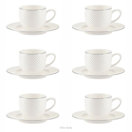 Zestaw filiżanek do espresso porcelanowych 100 ml BARI PLATIN