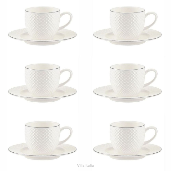 Zestaw filiżanek do espresso porcelanowych 100 ml BARI PLATIN