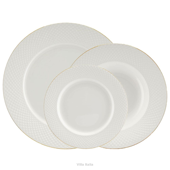 Serwis obiadowy porcelanowy Komplet talerzy na 12 osób BARI GOLD