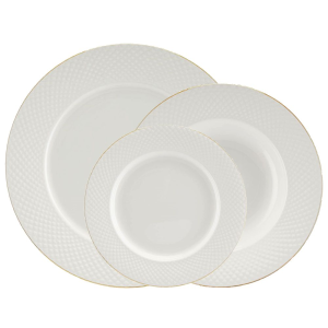Serwis obiadowy porcelanowy Komplet talerzy na 12 osób BARI GOLD 
