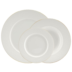 Serwis obiadowy porcelanowy Komplet talerzy na 12 osób BARI GOLD