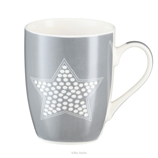 Kubek porcelanowy dekorowany 350 ml GWIAZDA szary