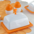 Maselnica porcelanowa 15 x 12 cm z silikonem pomarańczowym SUNNY 1