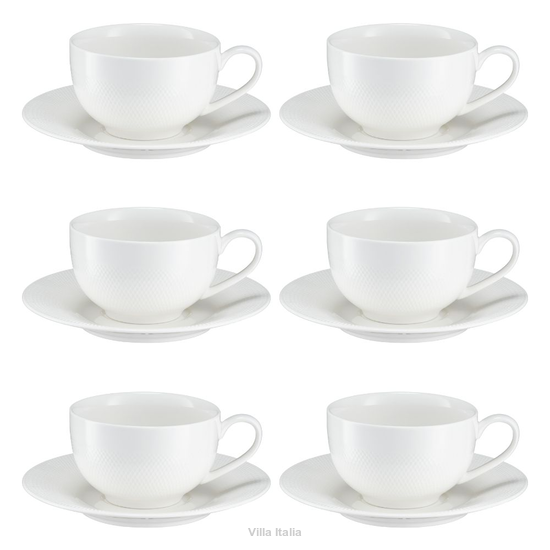 Komplet filiżanek do herbaty porcelanowych 220 ml 6 sztuk DAMALI