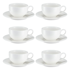Komplet filiżanek do herbaty porcelanowych 220 ml 6 sztuk DAMALI