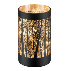 Lampion czarny szklany NOTTE - LED las  
