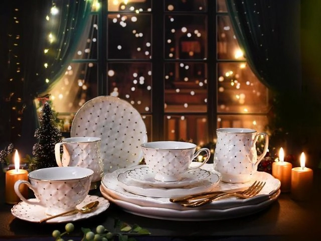 eleganckie naczynia porcelanowe ze złotem