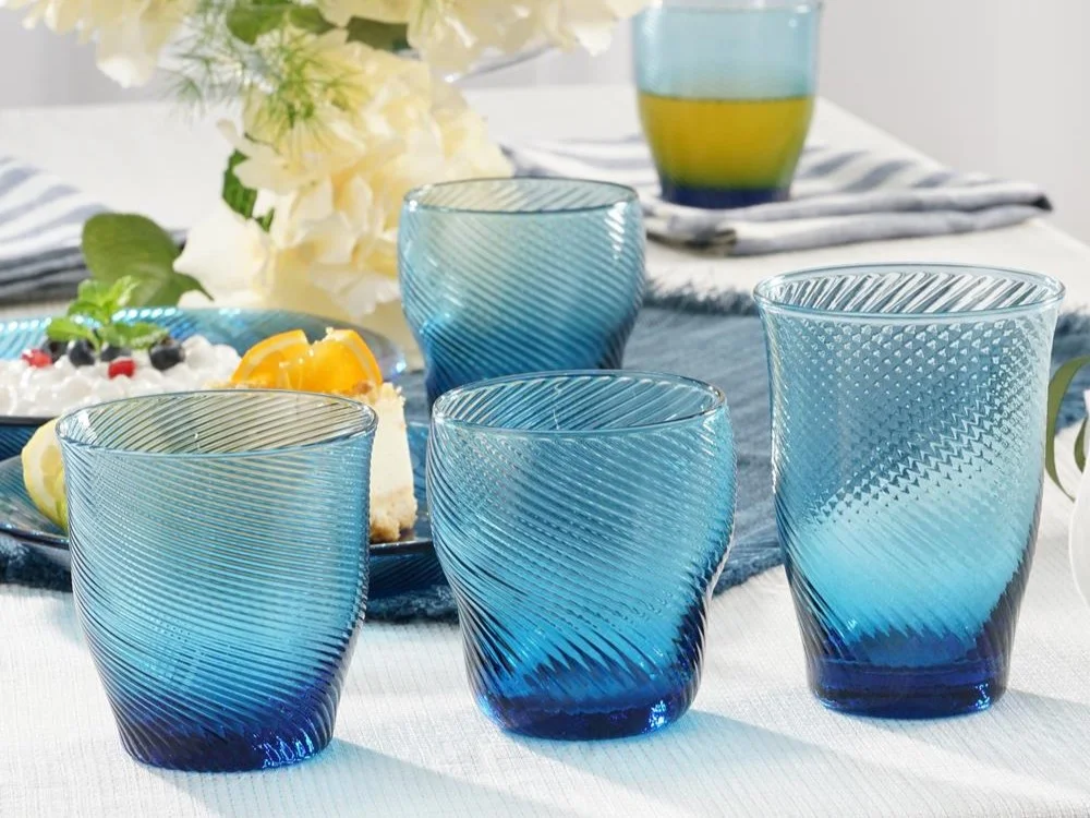 Niebieskie szklanki niskie i wysokie Twist