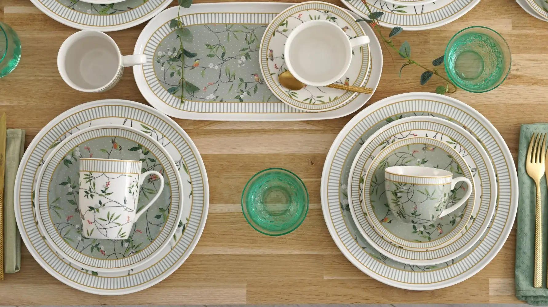 Kolekcja porcelany NORIKO - zastawa z ogrodowym wzorem